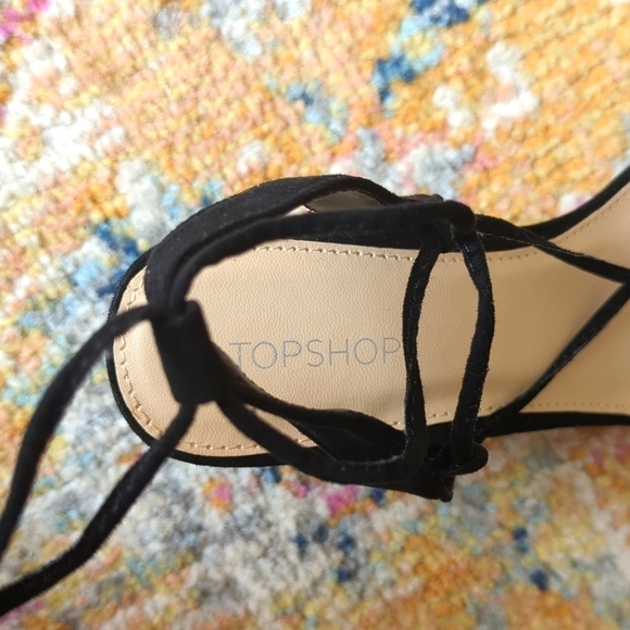 Topshop Daisy Strappy Ankle Marble Mid Block Heeled Sandals Black Size 7.5 - Picture 10 of 15